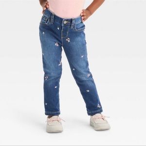 Like new! Cat & Jack Toddler Girl Floral Embroidered Jeans - Size 3T